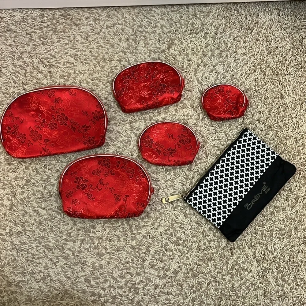 Red Nesting Makeup Bags + Bonus Bag